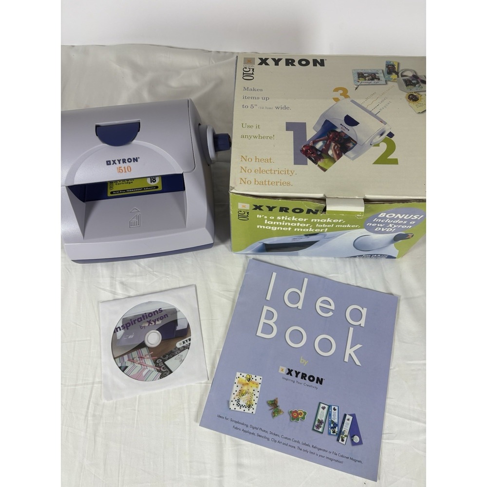 Xyron 510 Create A Sticker Maker 5" Craft Laminator w Box Adhesive Cartridge